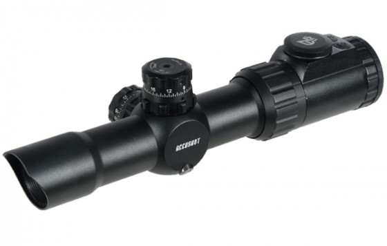 Прицел LEAPERS Accushot Tactical 1-4.5X28 30mm, подсветкой, сетка Mil-dot, кольца (QDSCP3-145IEMDQ)